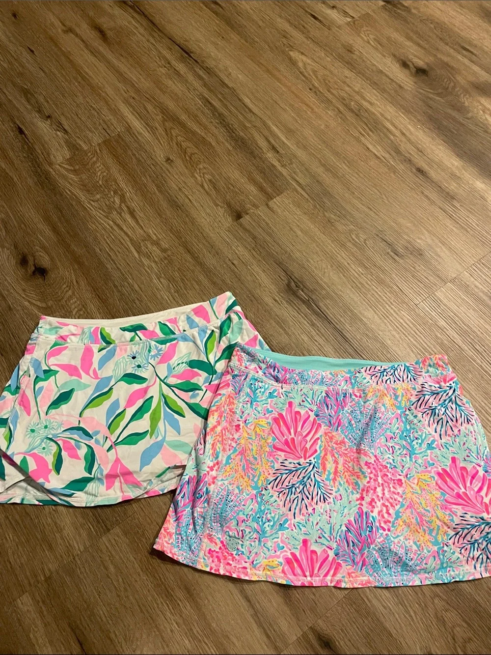 Lilly Pulitzer Light Aqua Swim Bottoms with Multicolor Floral Trim